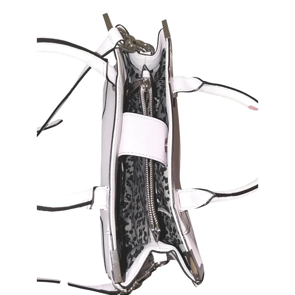 READ Rebecca Minkoff MAB Tote White Saffiano Leather Satchel Crossbody Bag